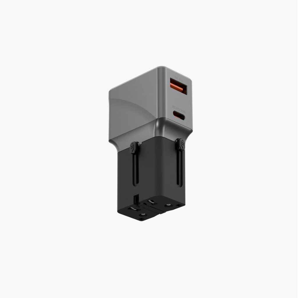 ENERGEA 25W TRAVEL WORLD ADAPTER 25, GUNMETAL BLACK