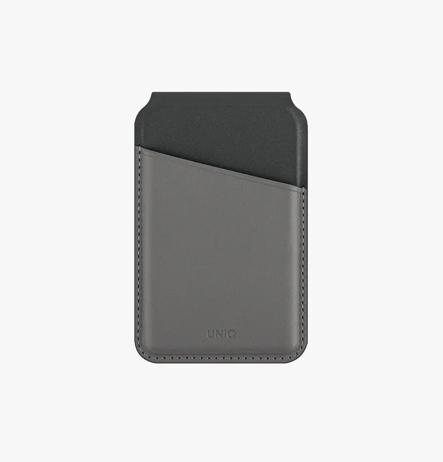UNIQ LYDEN DS RFID BLOCKING MAGNETIC CARDHOLDER WITH STAND, RHINO GREY/BLACK