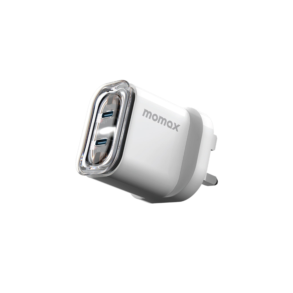 Momax 35W USB-C 1-Charge Flow 2 Port GaN Charger, White