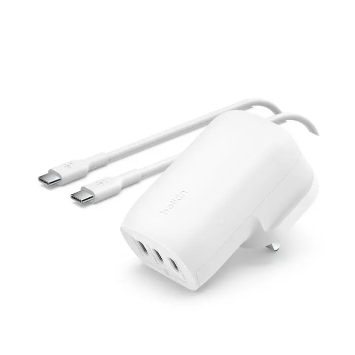 Belkin 3-Port USB-C Wall Charger with PPS 67W+ USB-C Cable, White
