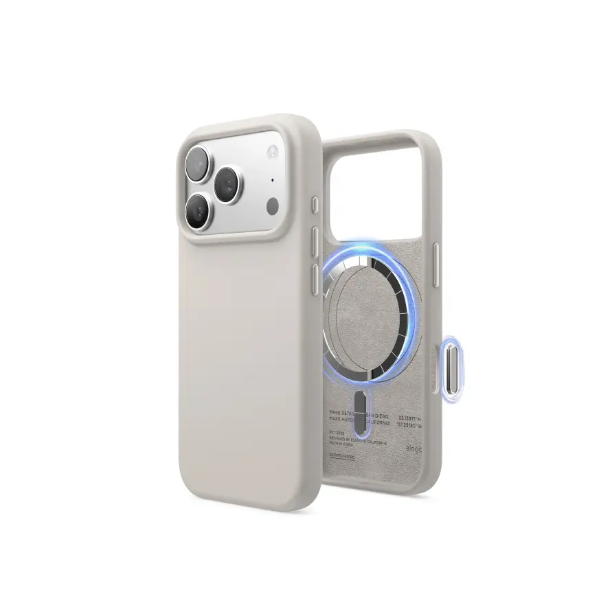 Elago iPhone 17 Pro Max Magnetic Silicone Case, Stone