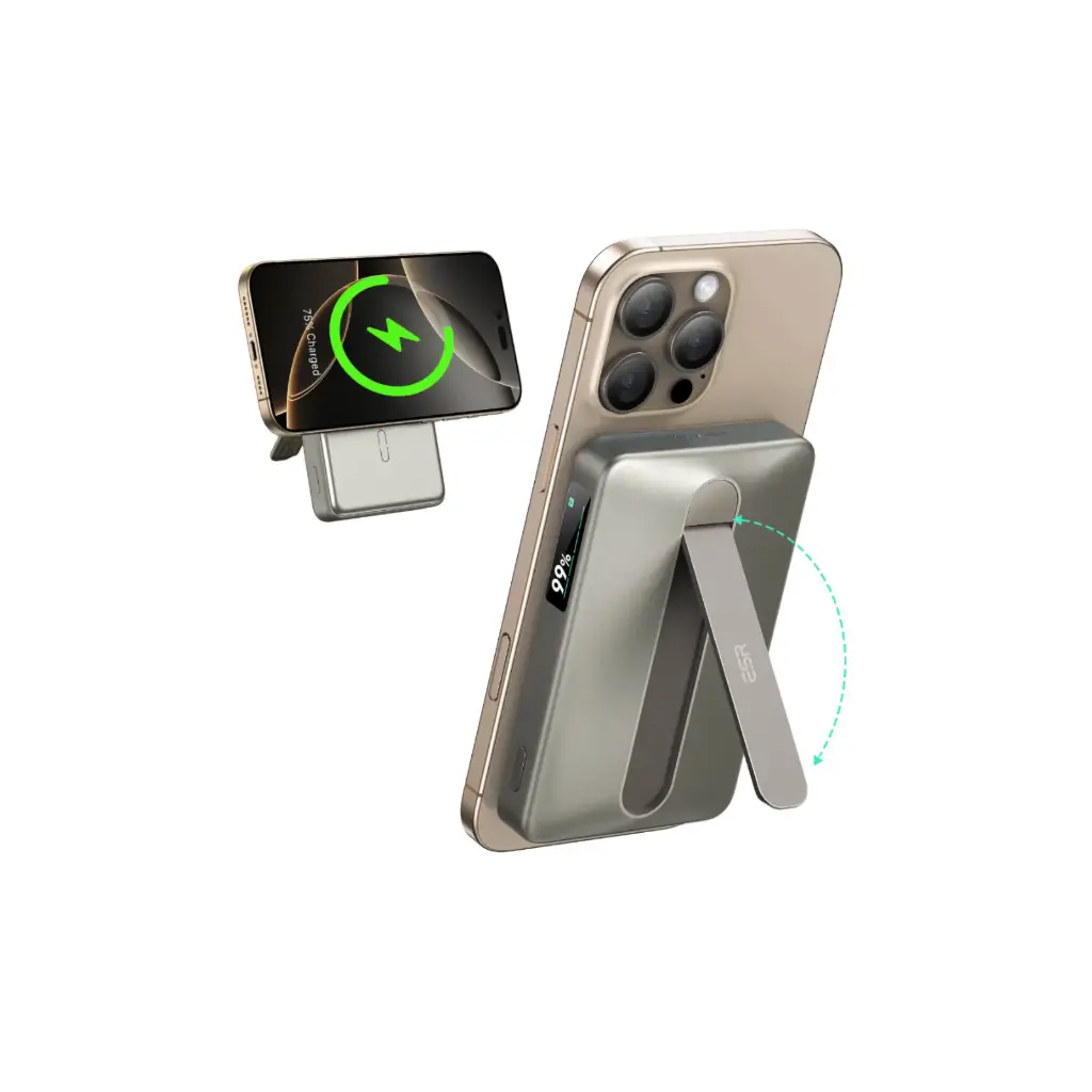ESR Qi2 MagSlim Kickstand Power Bank 10K, Titanium