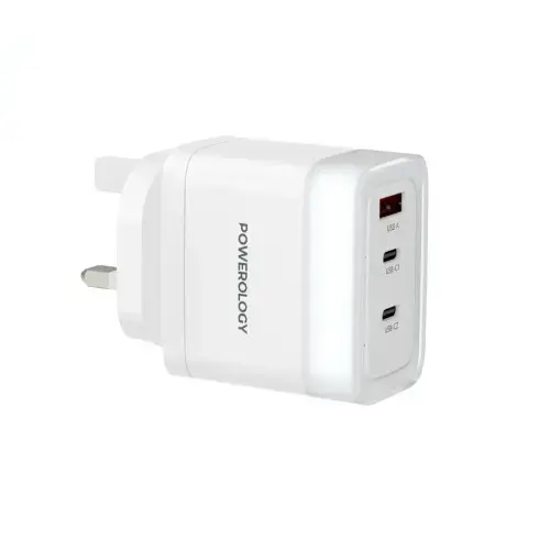 Powerology Lunex 65W 3 Ports Adapter, White
