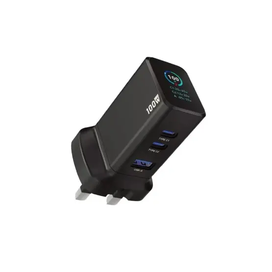 Powerology GaNex 100W Multi-port Adapter, Black