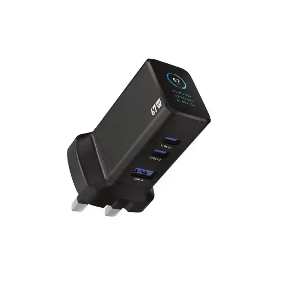 Powerology GaNex 67W Multi-port Adapter, Black