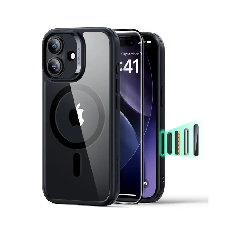 ESR iPhone 17 Classic Hybrid Magnetic Case Set | Screen Protector + Case, Clear Black