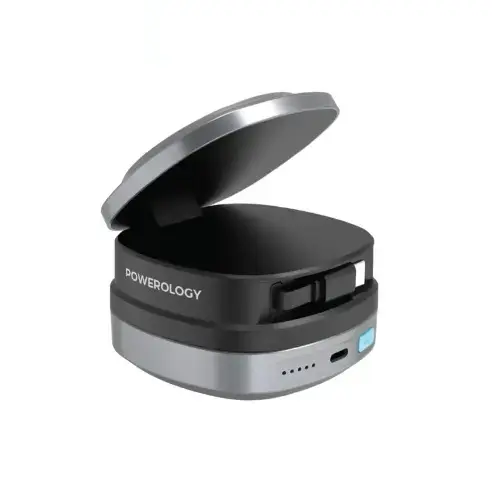 Powerology 10K Retractable Powerbank, Black