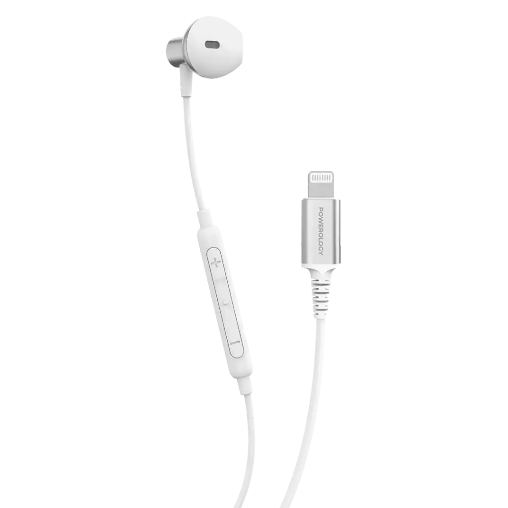 Powerology Ligthning Mono Wired Earphones, White