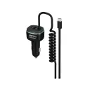 Powerology 120W Car Charger w/ Built-IN Cable, Black | Gray
