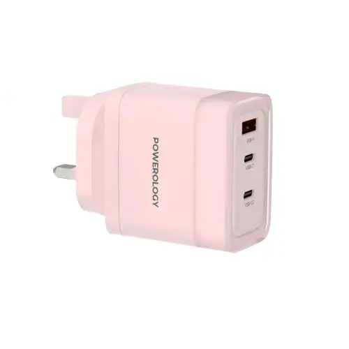 Powerology Lunex 65W 3 Ports Adapter, Pink