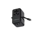 Powerology GaN Universal Charger Retractable Type-C Cable, Black