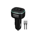 Powerology 140W Triple-Port High-Power Car Charger with C to C Cable, Black | Gray 