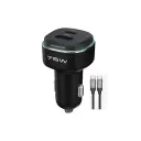 Powerology 75W Car Charger with C to C Cable, Black | Grey