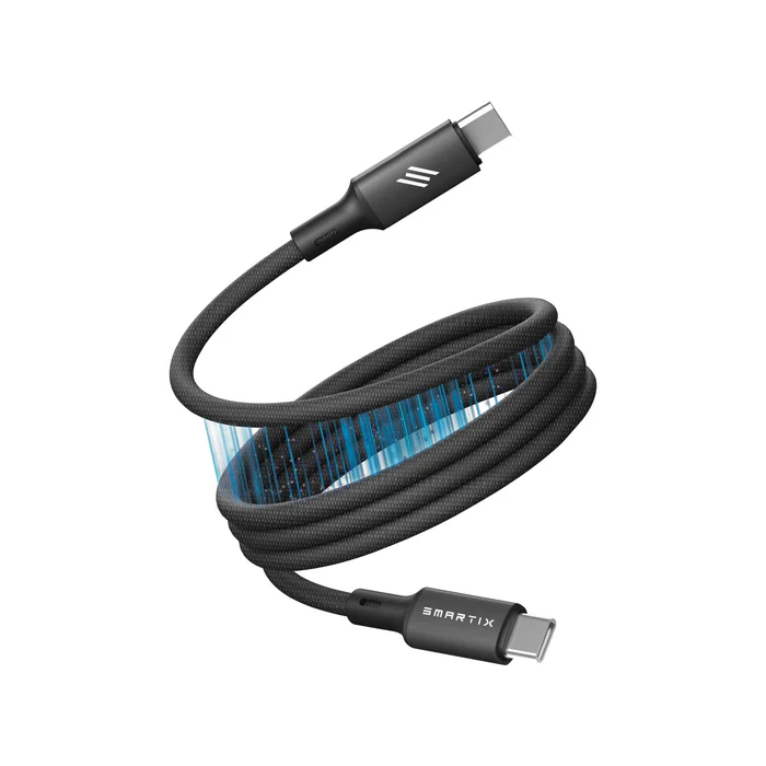Smartix Premium 100W C to C Magnetic Braided Cable, Black