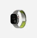UNIQ Strova Flex Hybrid Stainless Steel Apple Watch Strap, Titanium Silver | Lime Green