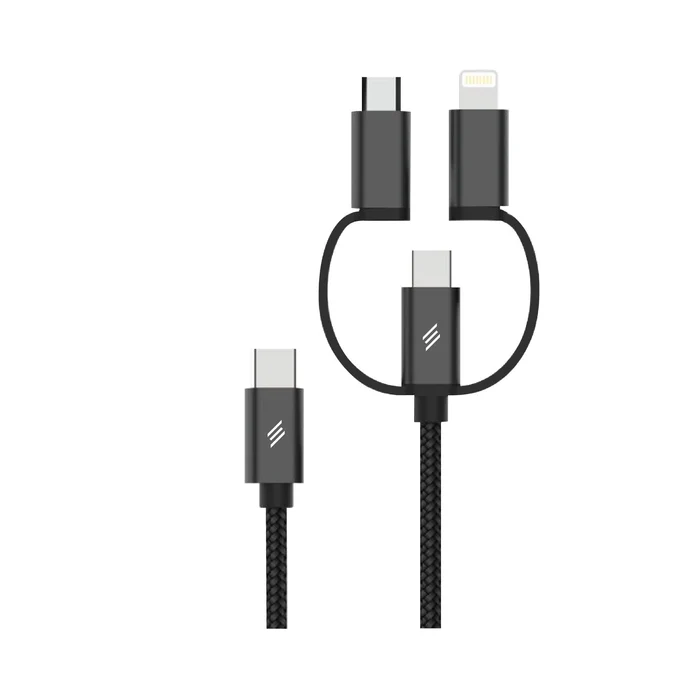 Smartix Braided Cable USB-C to USB-C/Lightning/Micro USB, Black