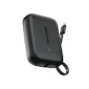 RAV Power 10K Mah Powerbank with built-in USB-C cable, Black