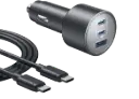 Anker 167.5W 3-Port Car Charger w/ C to C Cable, Gray