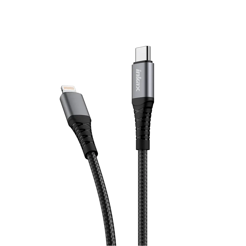 Inkax Braided C to L Fast Charging Data 27 W, Black