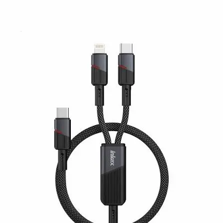 Inkax Braided 2 in 1 Fast Charging Data 1.2M, Black