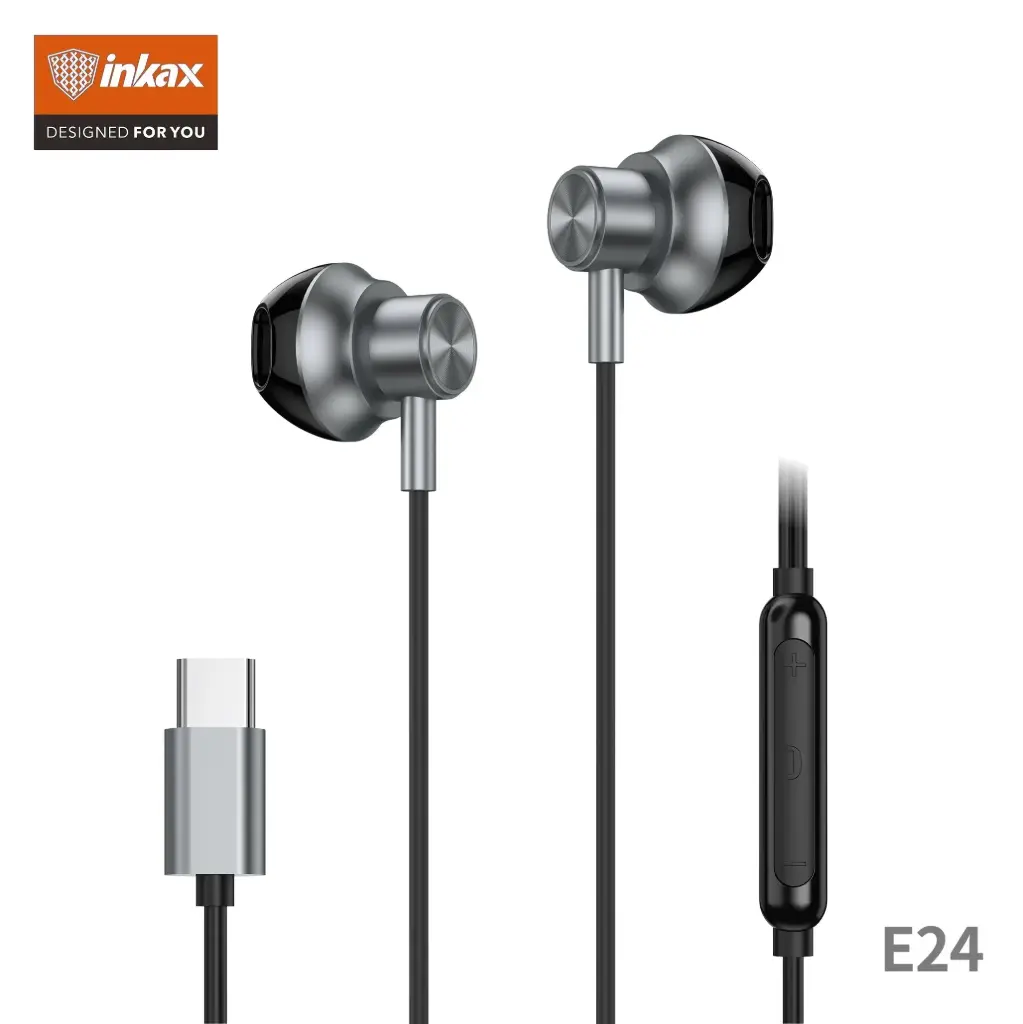 Inkax E24 Tpye C Earphones, Black