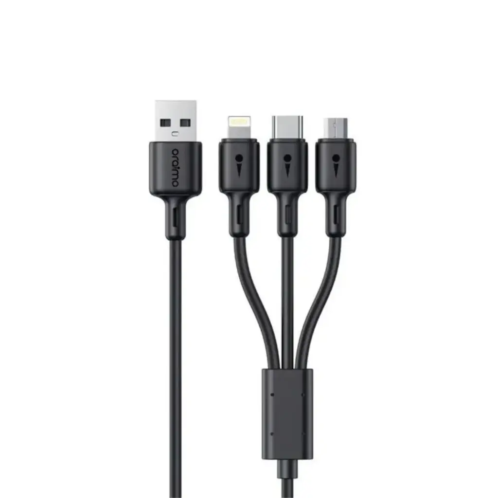 Oraimo 1m 3 in one 3A Quick Charge Cable, Black