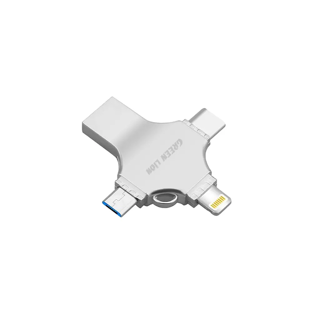 Green Lion 64GB 4 in 1 Flash Drive, Silver