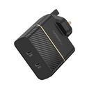 OtterBox 50W UK Wall Charger|1X USB-C 30W + 1X USB-C 20W, Black