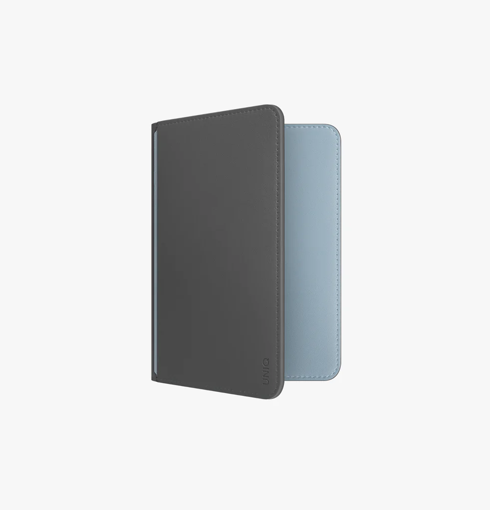 UNIQ Belmont Passport Holder, Charcoal | Washed Blue