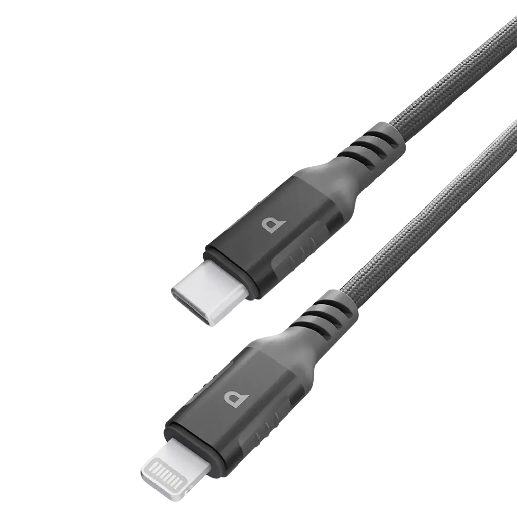 Powerology 1.2M USB-C to Lightning Cable, Dark Grey