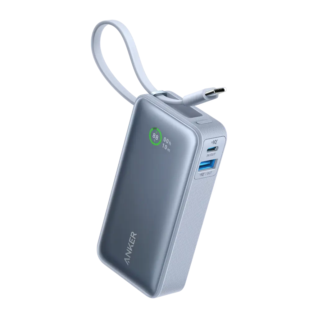 Anker 10K 30W 533 Nano Powerbank Built-In USB-C Cable, Blue