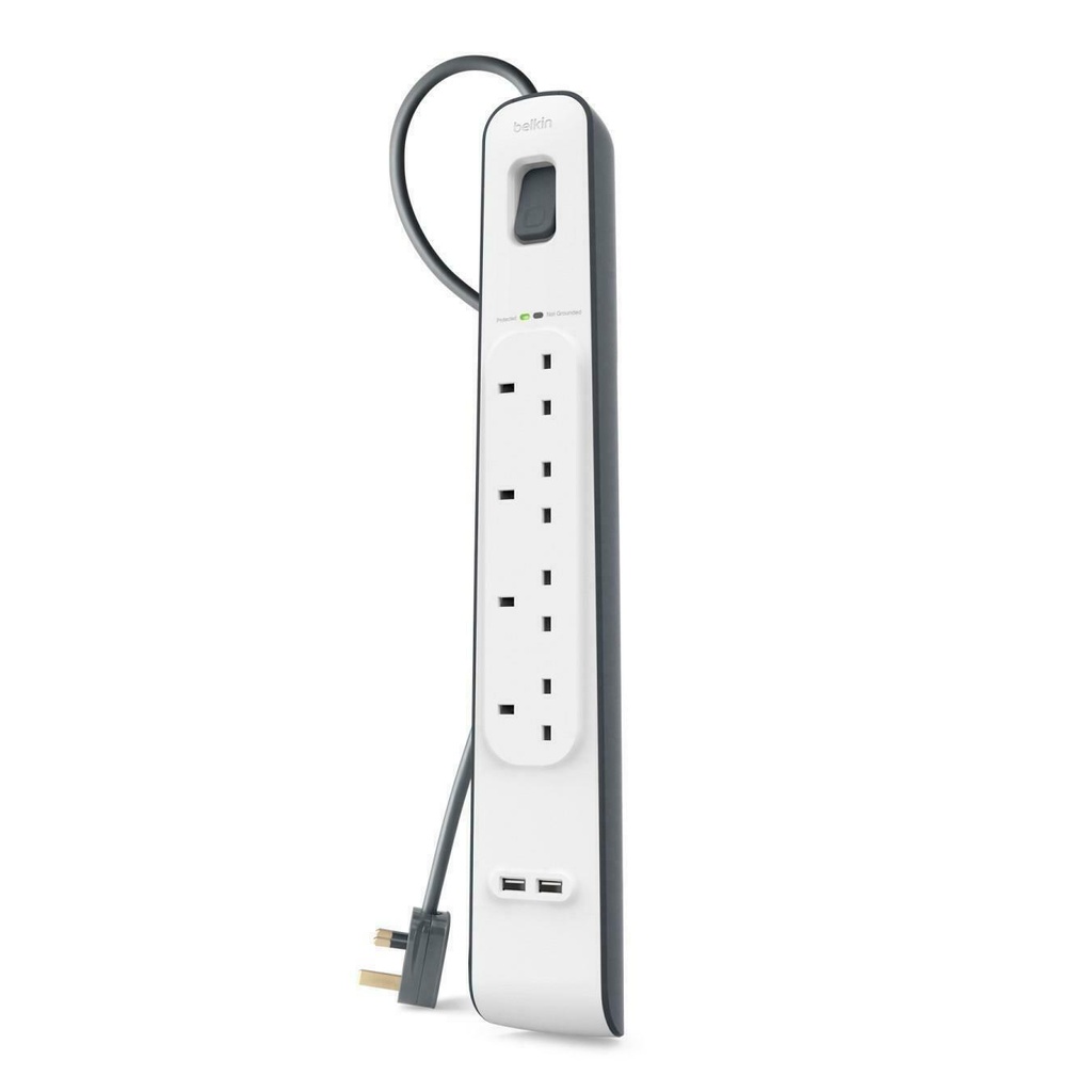 [BLK-BSV401AF2M] شريط حماية Belkin 4 Way مع شحن USB