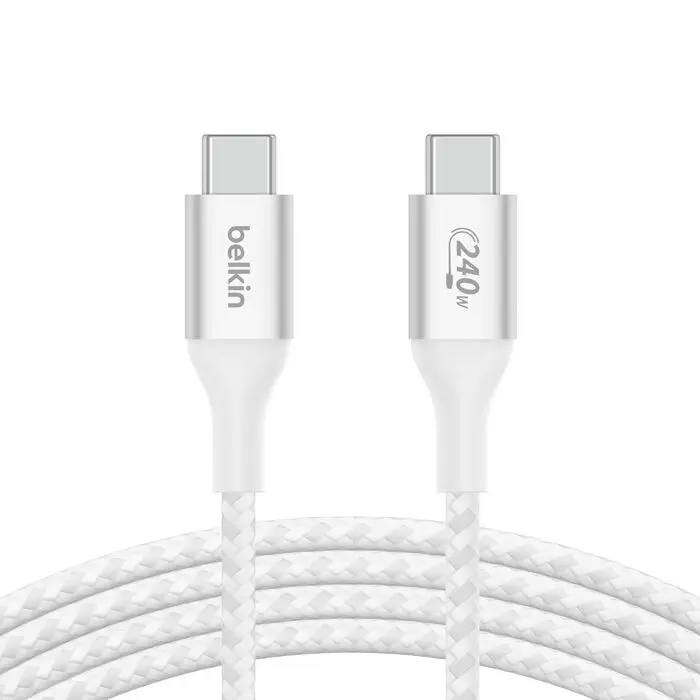 [BLK-CAB015BT1MWH] Belkin BoostCharge 1M 240W USB-C to USB-C Cable, White