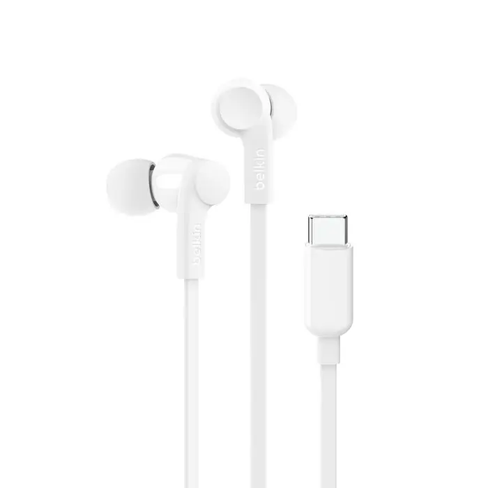 [BLK-G3H0002BTWHT] Belkin SoundForm Wired Earbuds with USB-C Connector, White