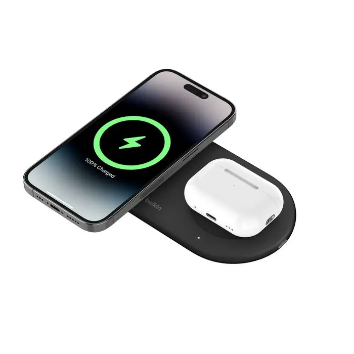 [BLK-WIZ021MYBK] Belkin 15W 2in1 Magnetic Charging Pad, Black