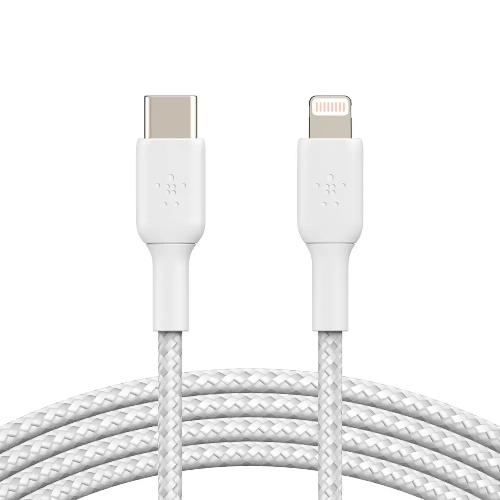 [CAA004BTMWH] كابل USB-C إلى Lightning بطول 2 متر من بلكين، لون أبيض