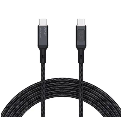 [CB-MCC102-BLACK] Aukey Circlet Blink 100W 1.8M USB-C to USB-C Cable, Black