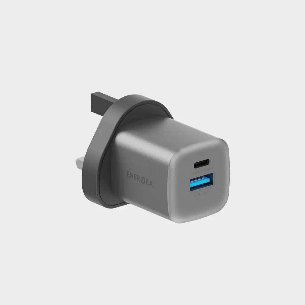 [CHR-AC-GAN35UK] Energea Ampcharge USB-C USB-A 35W Wall Charger, Gunmetal