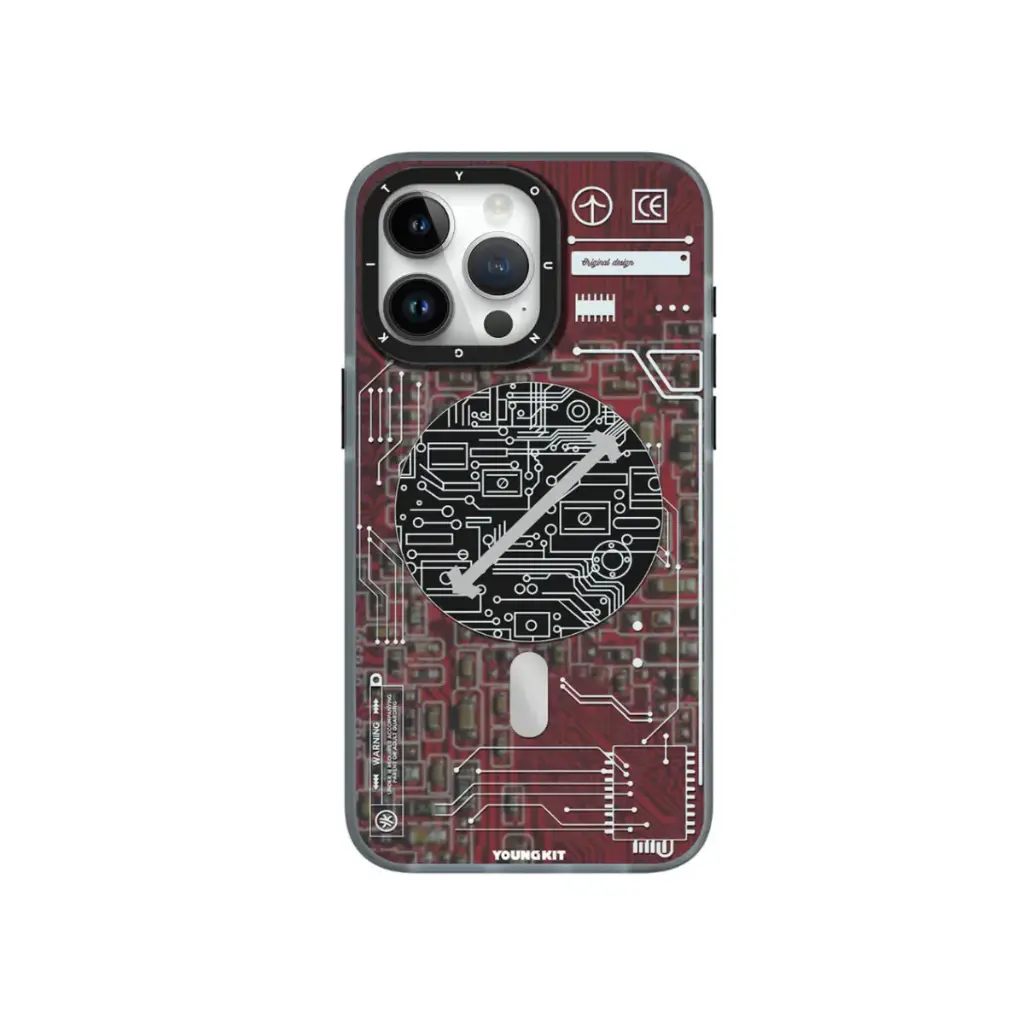 [CX019-15PRD] YOUNGKIT IPHONE 15 PRO MAGSAFE FUTURISTIC CIRCUIT, RED