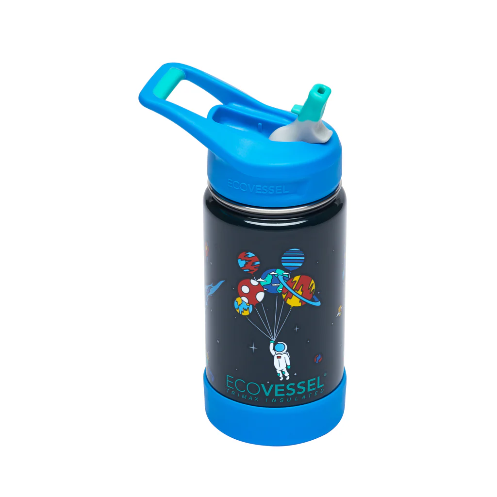 [FRST12OU] EcoVessel Frost 12 oz Kids Insulated Water Bottle with Flip Staw top, Outerspace