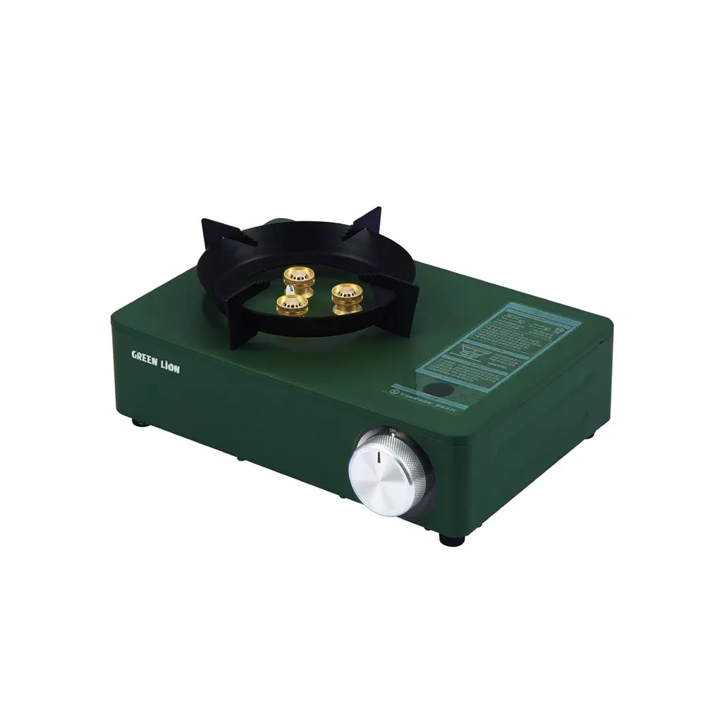 [GN3BCSTSOVEGN] Green Lion 3 Burner Mini Cassete Stove, Green