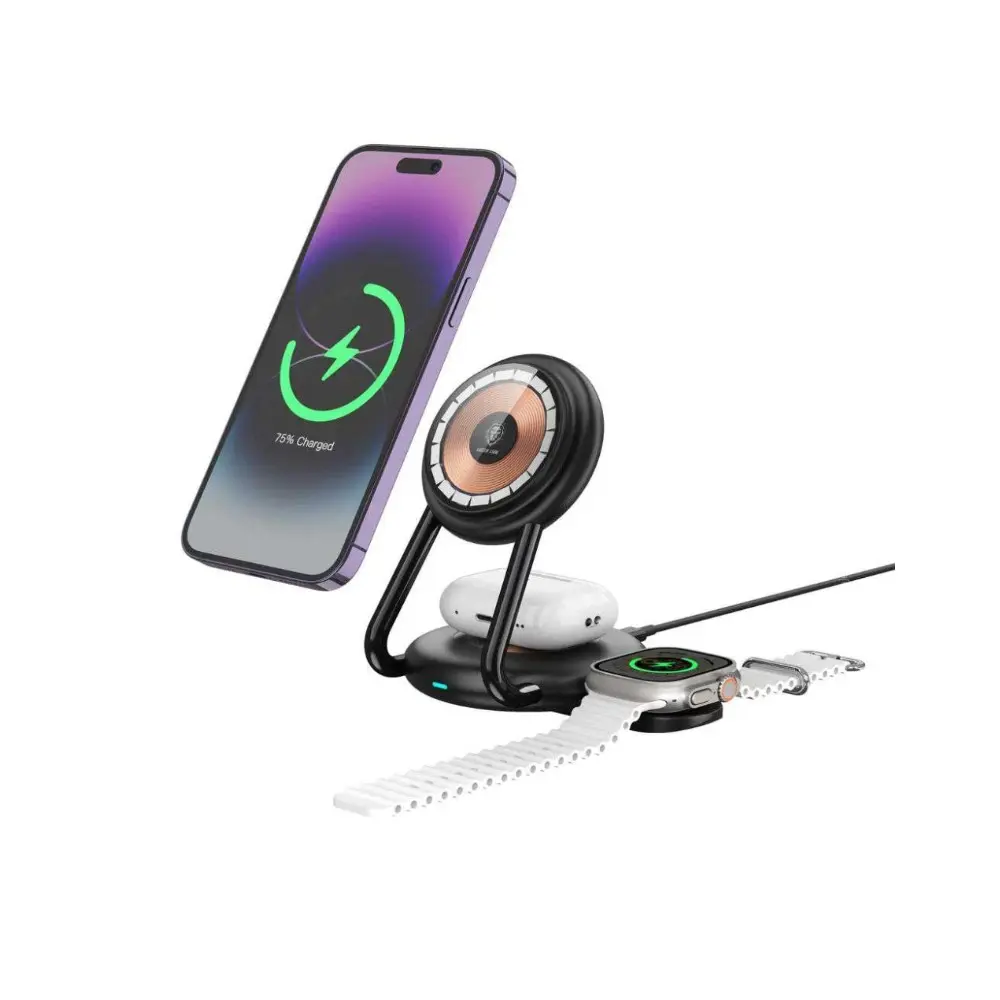 [GN3MAGHUBBK] Green 15W 3 in 1 MagCharge Hub, Black