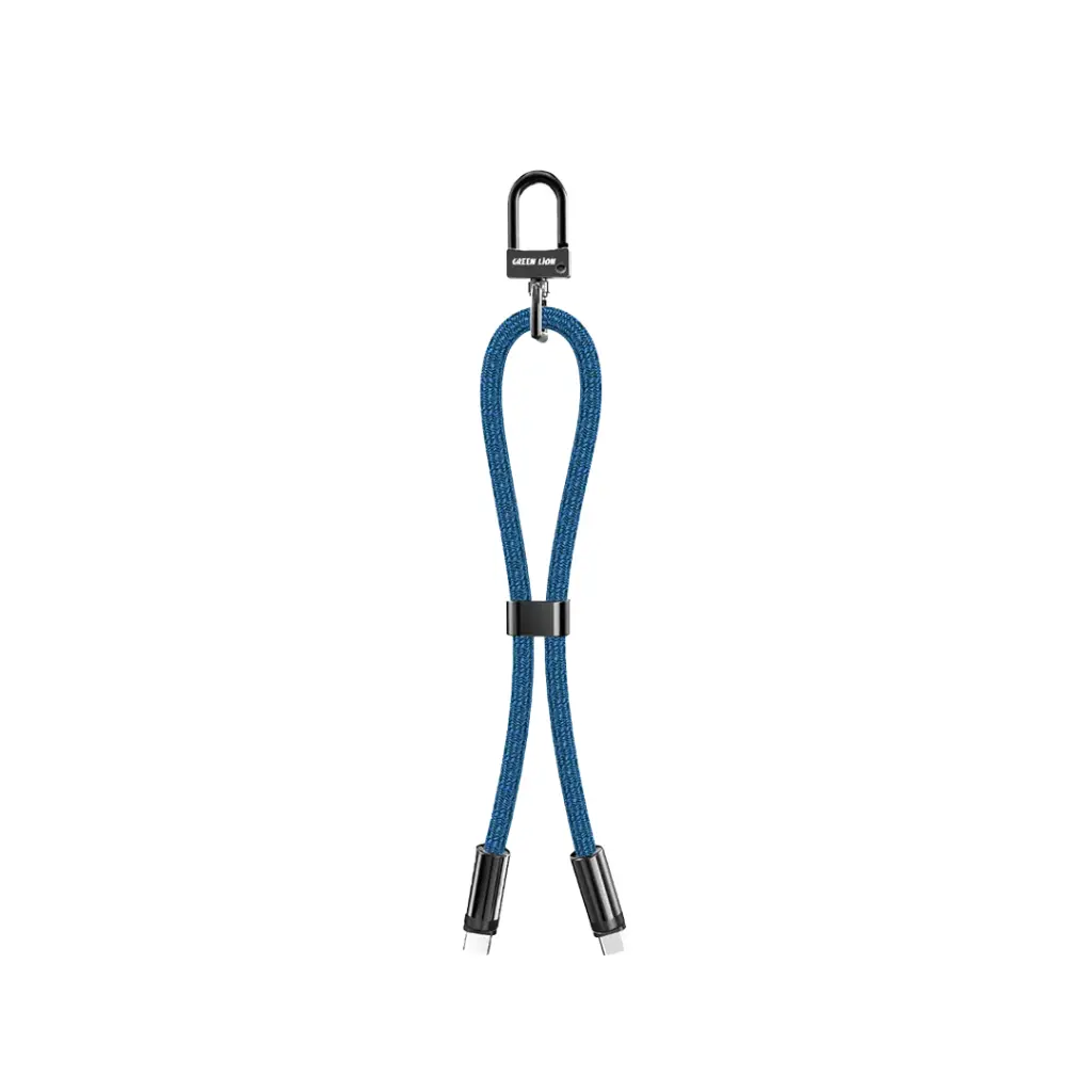 [GNKY60U2CBL] Green Lion 60W USB-C to USB-C Keychain Lanyard, Blue