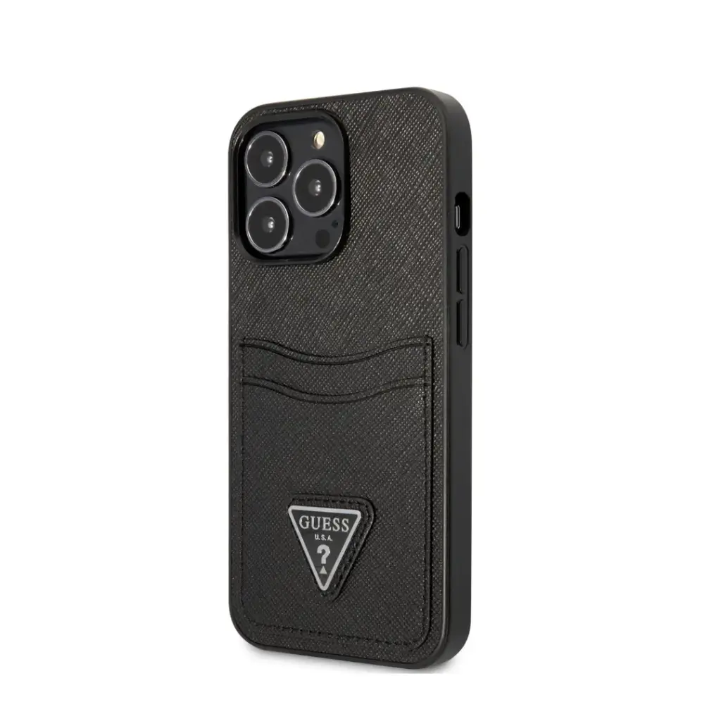 [GUHCP14LPSATPK] Guess iPhone 14 Pro Suffiano Double Card Case, Black