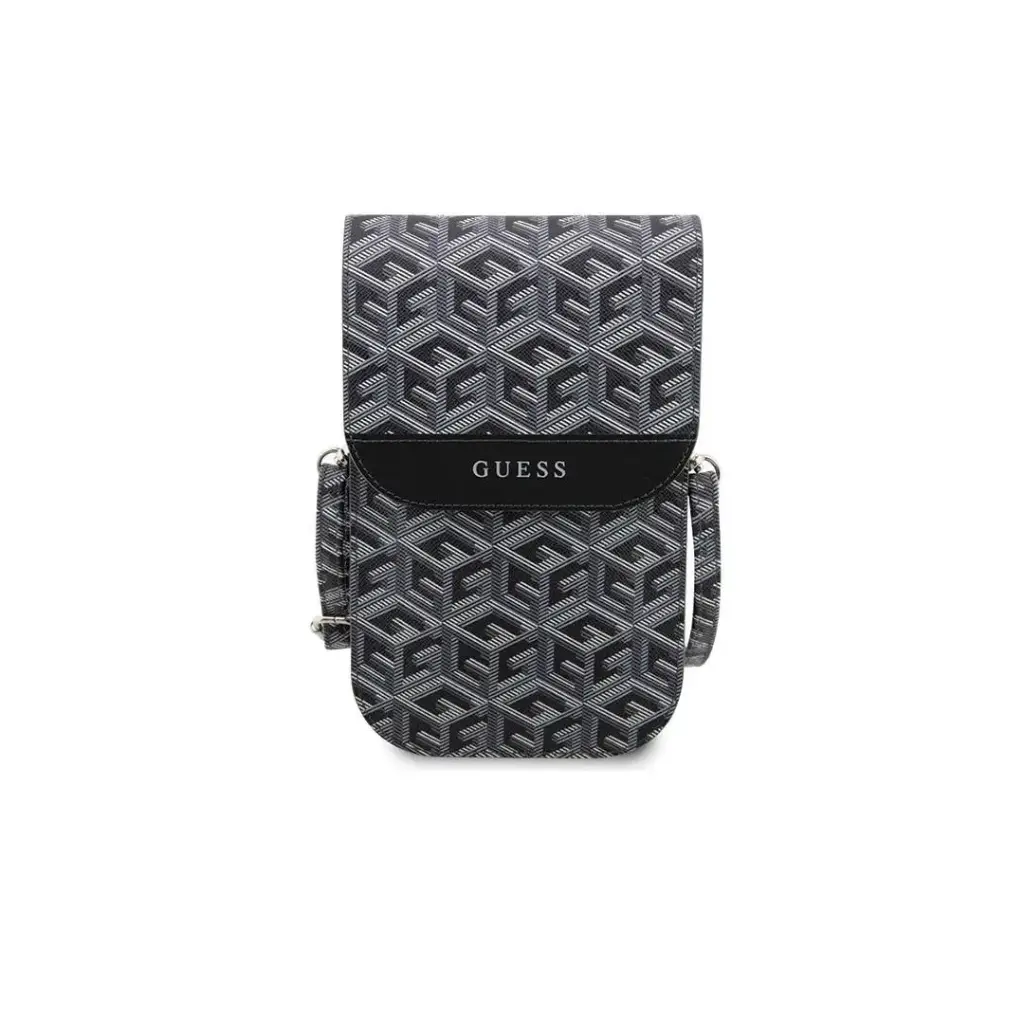 [GUWBHGCFSEK] Guess Gcube Stripe Wallet Bag, Black