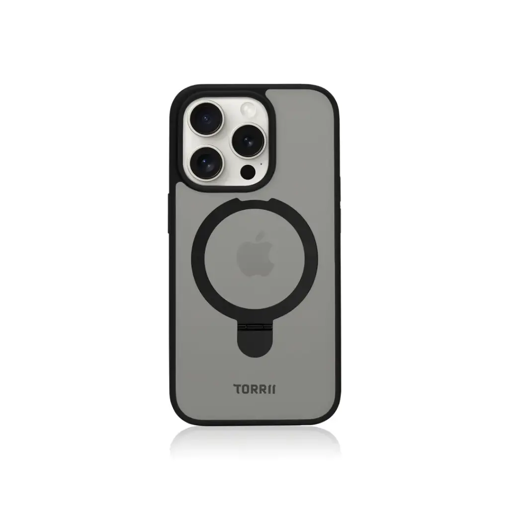 [IP2367P-T00-M01] غطاء آيفون 15 برو ماكس توريرو مع حامل ومغناطيس ماج سيف من توري - لون أسود
