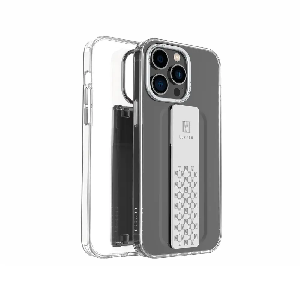[LVLGRAPHIA14P-SL] Levelo iPhone 14 Pro Graphia IMD Clear Case, Silver
