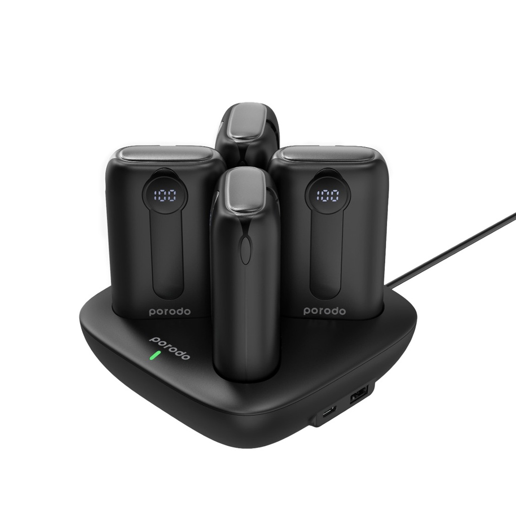 [PD-PBFCH043-BK] Porodo 10000mAh | 4 Power Bank Station, Black