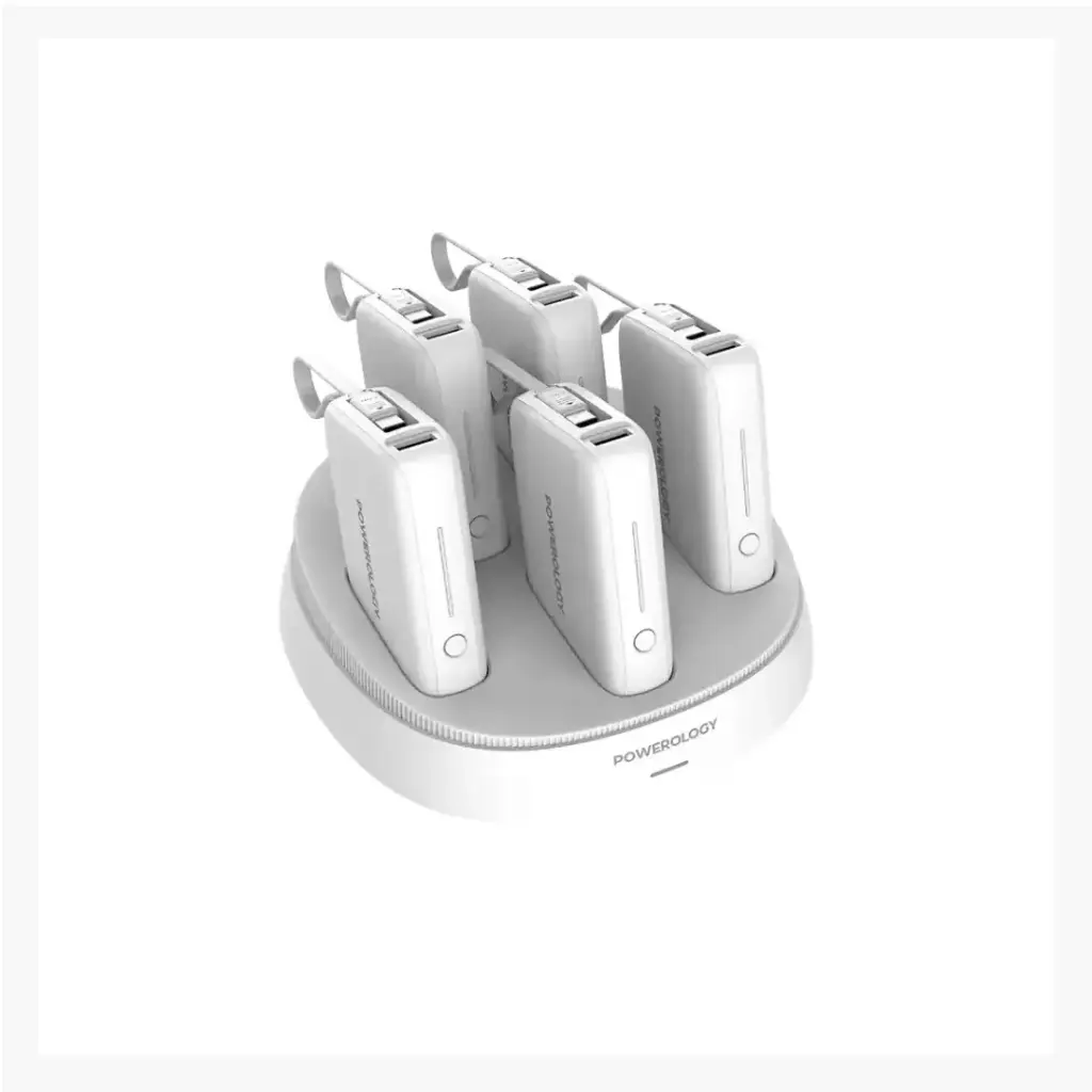 [PPBCH48WH] Powerology x5 10K Power Bank Station, White