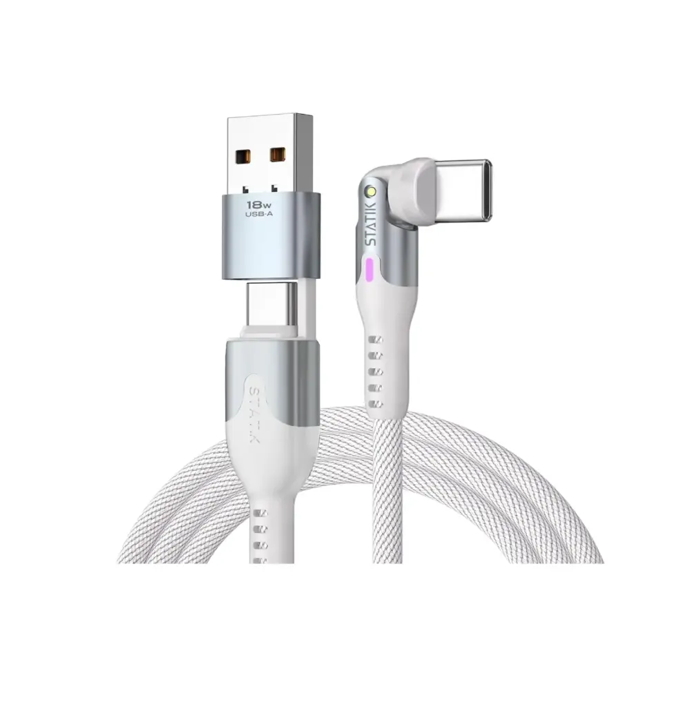 [PUP-0455-6FT-CC-WHT] كابل شحن سريع يو اس بي سي إلى يو اس بي سي باور بيفوت برو بطول 1.8 متر من ستاتيك - لون أبيض